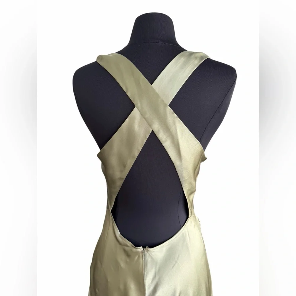 Reformation Cassette Silk Midi Dress Artichoke Green Womens 8 NWT - Picture 7 of 10